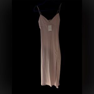 Slip Midi Dress with Side Slit - Blush Pink